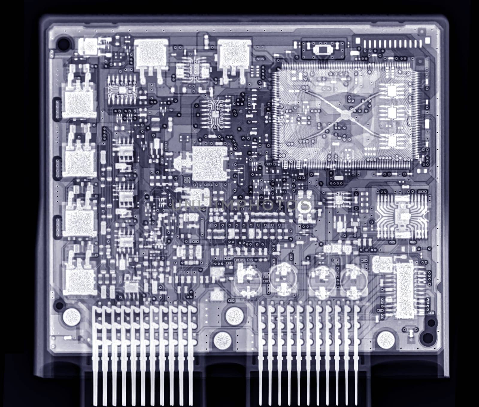 X-ray image of mother board of engine control unit or ECU in Motorcycle . by samunella