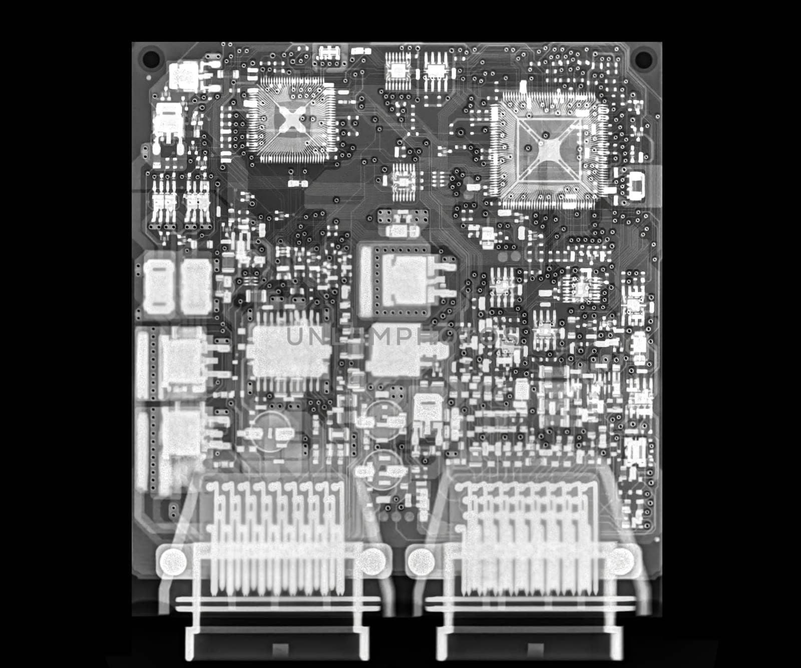 X-ray image of mother board of engine control unit or ECU in Motorcycle . by samunella