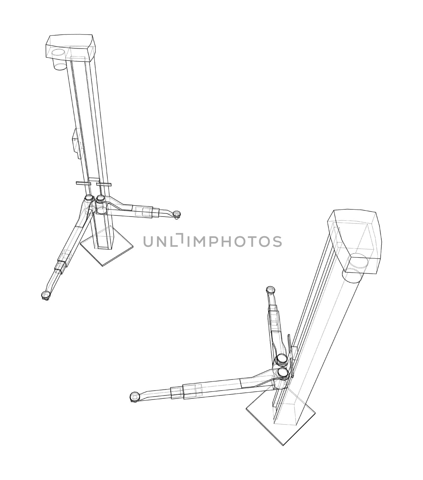 Car lift stand tower on white. 3d illustration