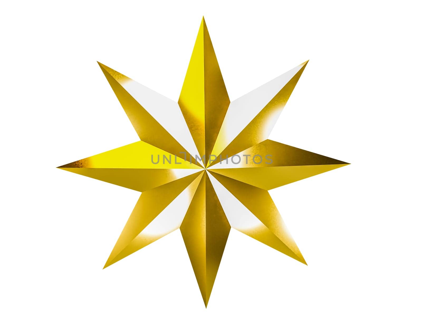 Gold star isolated on white background. Clipping path.