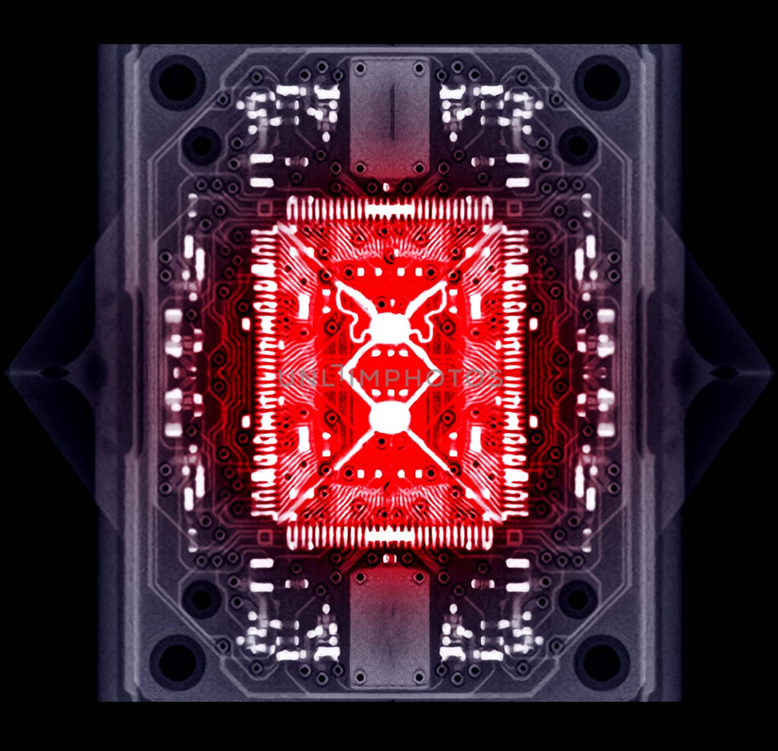 X-ray image of engine control unit or ECU in Motorcycle or Bigbike.