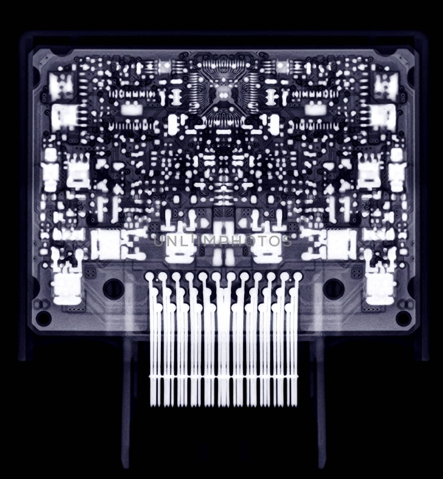 X-ray image of engine control unit or ECU in Motorcycle or Bigbike.