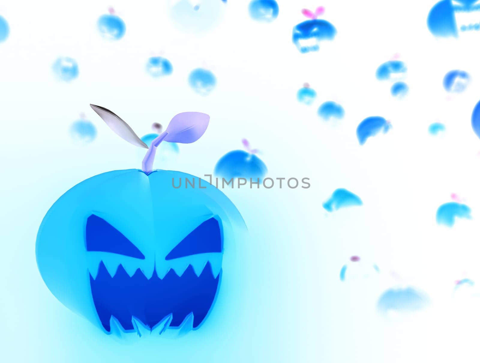 Happy Halloween pumpkin head jack o'lantern 3d rendering in blue color . by samunella