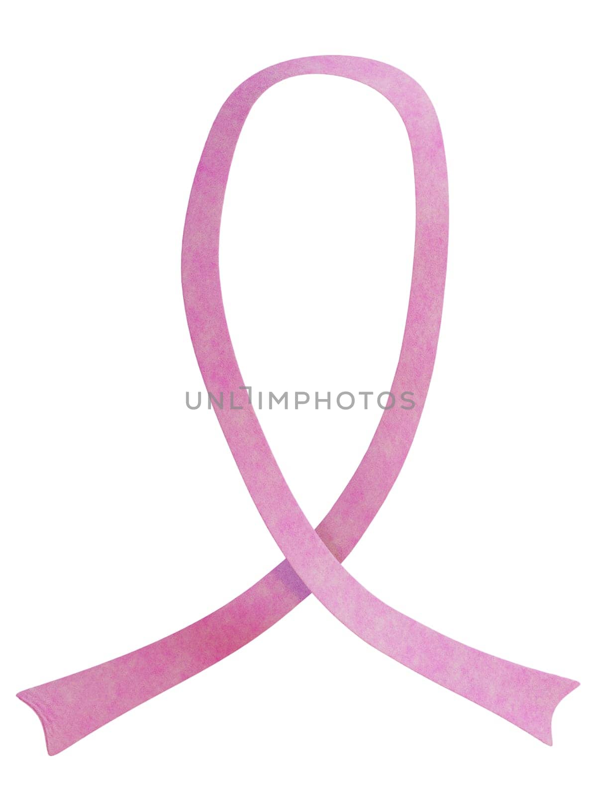 Realistic pink ribbon for breast cancer awareness symbol 3d rendering isolated on white background. Clipping path.
