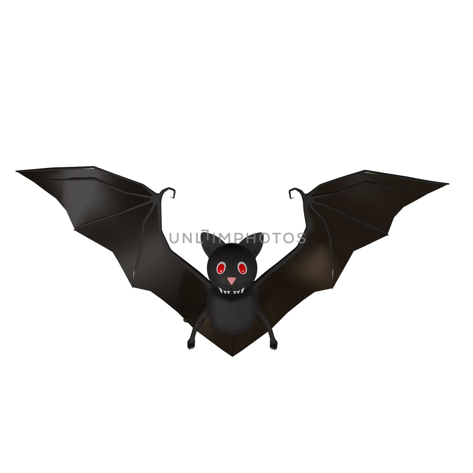 Evil bat Flying. bat halloween background. Bat cartoon 3d render. European Bat Night. Halloween . Bats. Scary october isolated on white background .Cliping path.