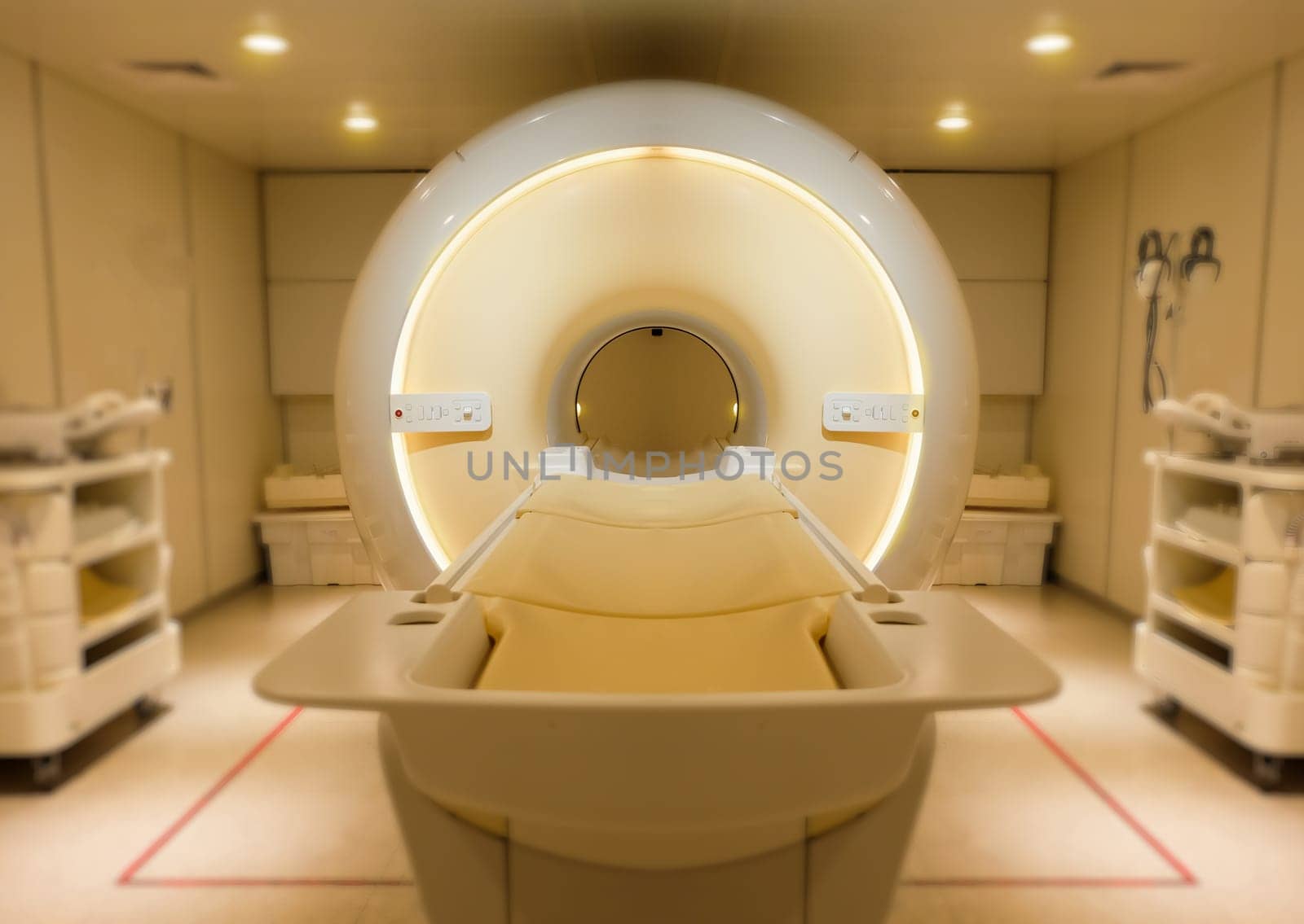 MRI Scanner or Magnetic resonance imaging scanner machine in Hospital .