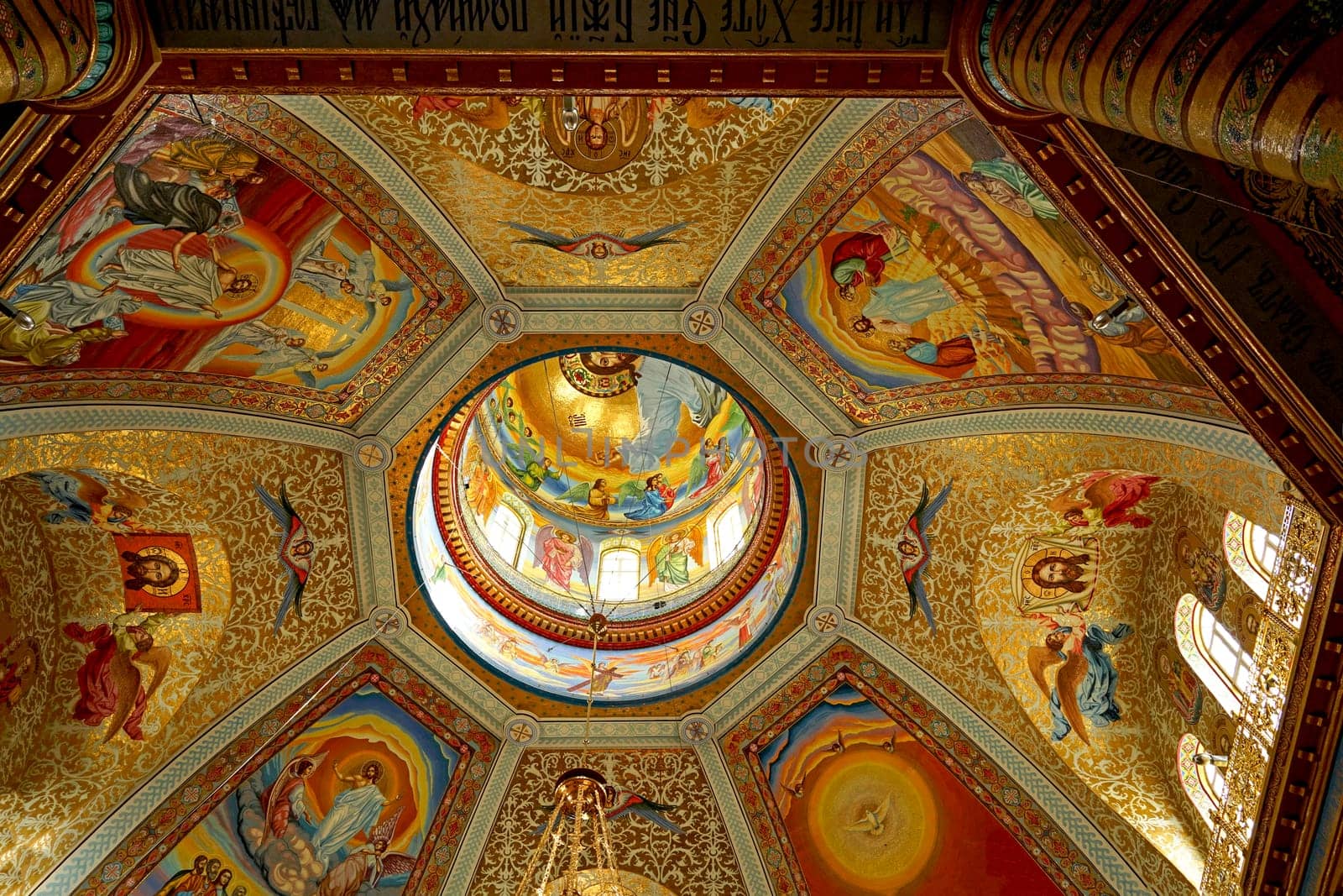 Pochaev Lavra, Ukraine: The fresco with the Bible images in the orthodox church.