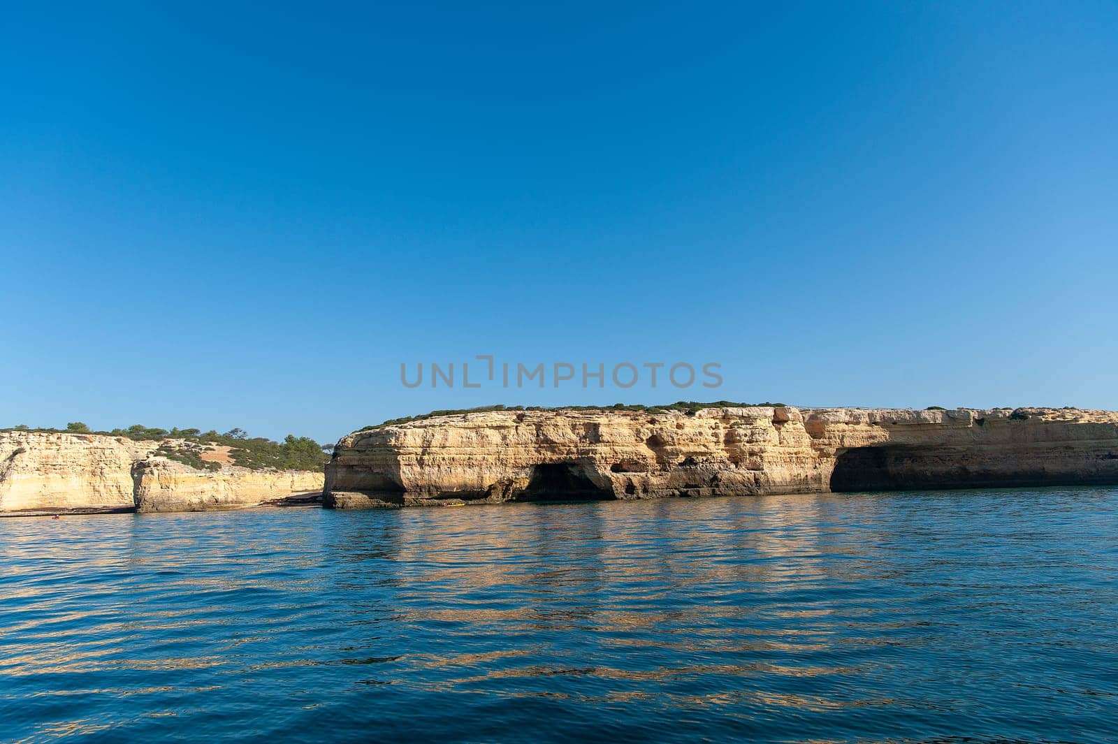Rock formations on the Algarve coast in Portugal