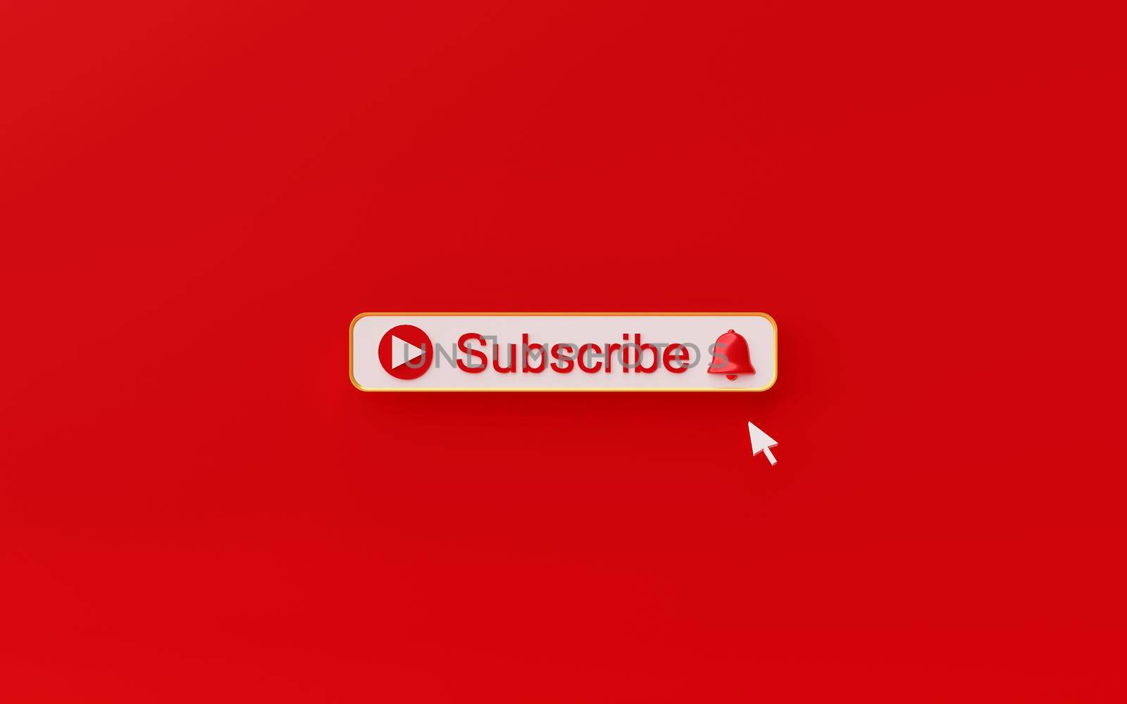 Minimal subscribe button on red background, 3d rendering by nutzchotwarut