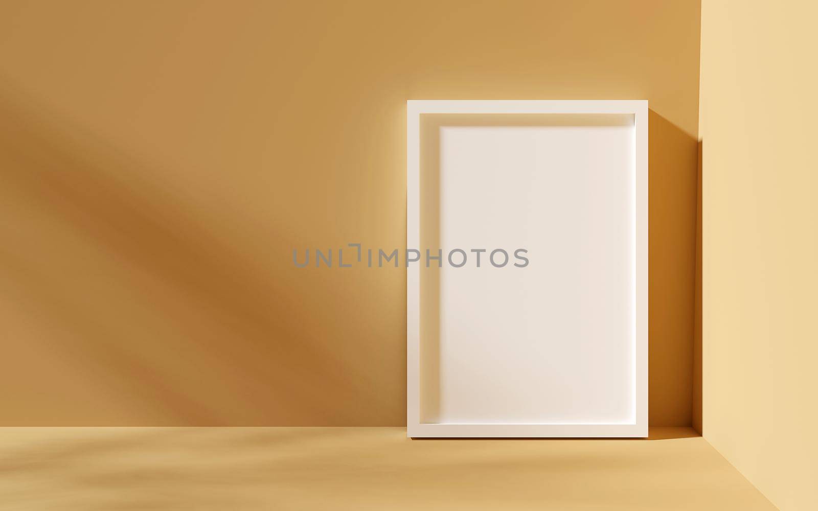 Minimal empty frame mockup, 3d illustration by nutzchotwarut