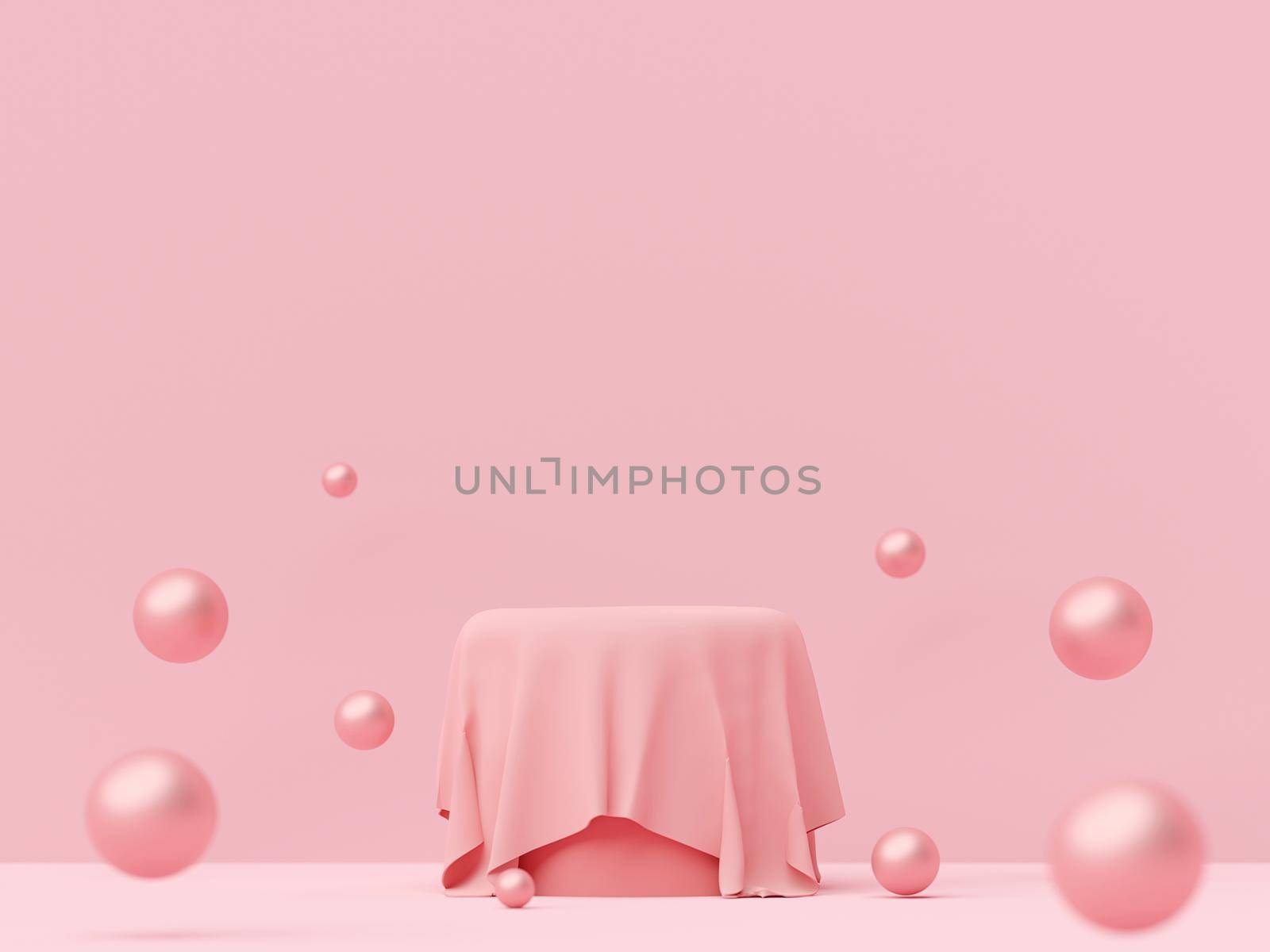 Scene of pastel color with geometric shape podium on pink background, 3d rendering by nutzchotwarut