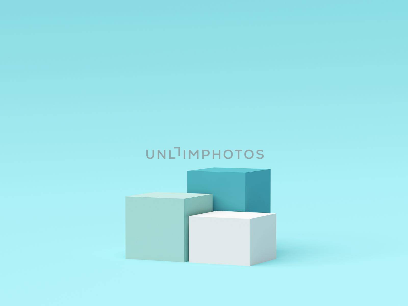 Scene of pastel color geometric shape podium for product advertisement, 3d rendering