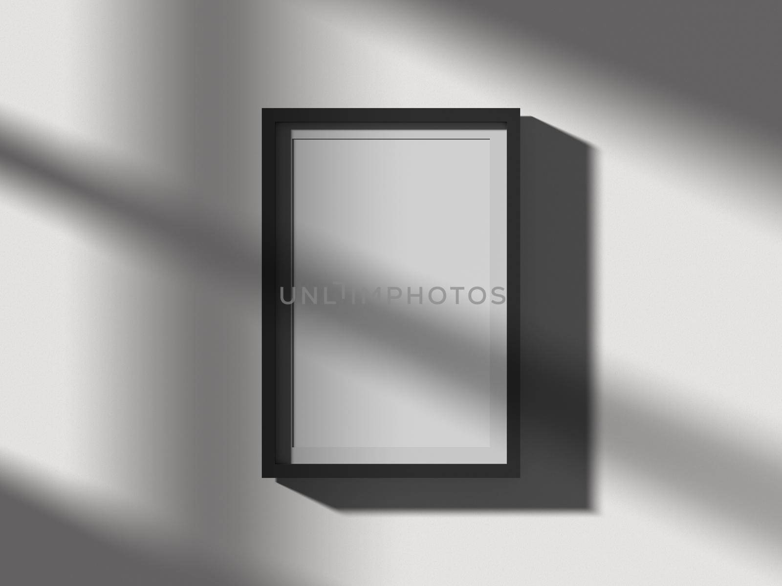 Realistic of photo frame mockup with window shadow, 3d illustration