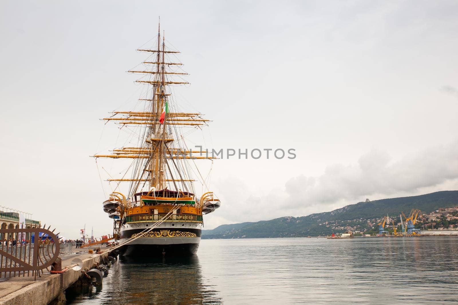 TRIESTE, ITALY - MAY, 15: The Amerigo Vespucci is a tall ship of the Marina Militare, named after the explorer Amerigo Vespucci on May 15, 2016