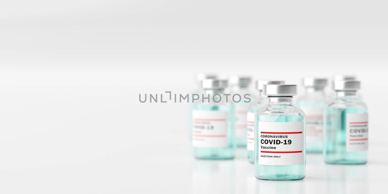 Medical concept, Bottle vial of 2019-ncov Covid-19 Corona Virus, 3d illustration