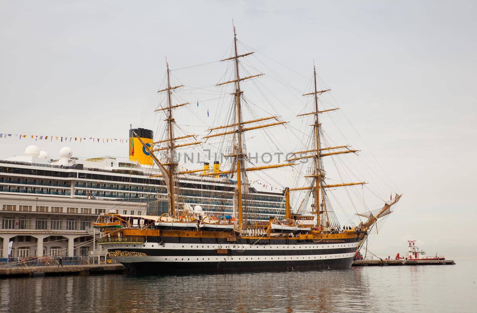 TRIESTE, ITALY - MAY, 15: The Amerigo Vespucci is a tall ship of the Marina Militare, named after the explorer Amerigo Vespucci on May 15, 2016