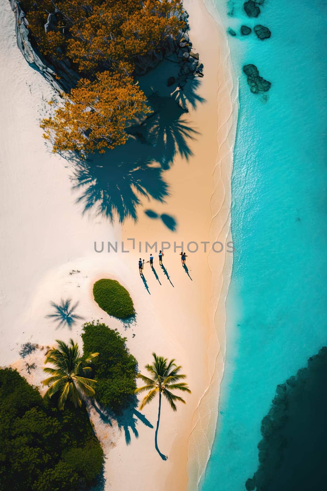Aerial drone photo - beautiful beach at seychelles.High quality AI Generated image