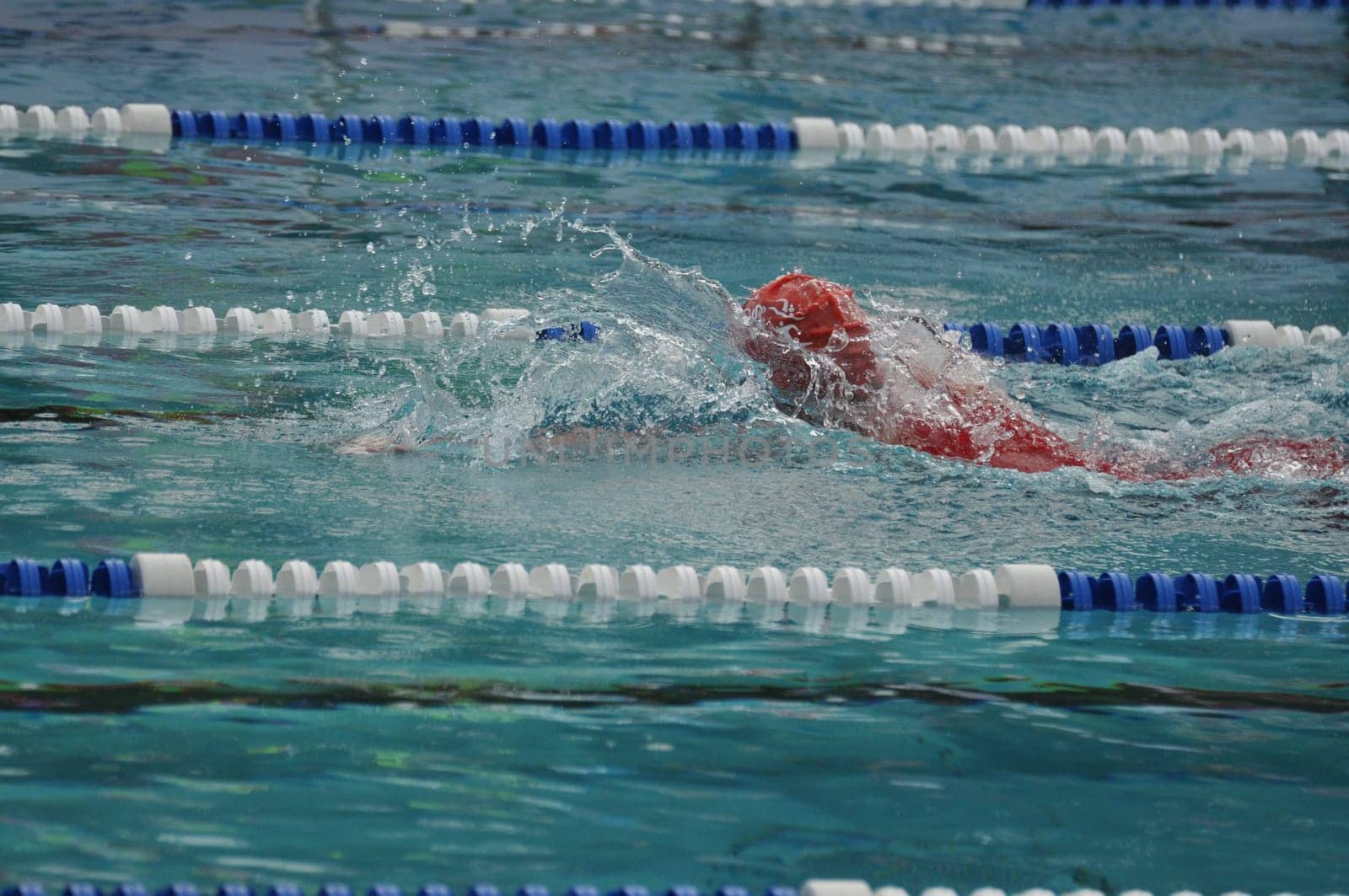 In the pool during a swim competition