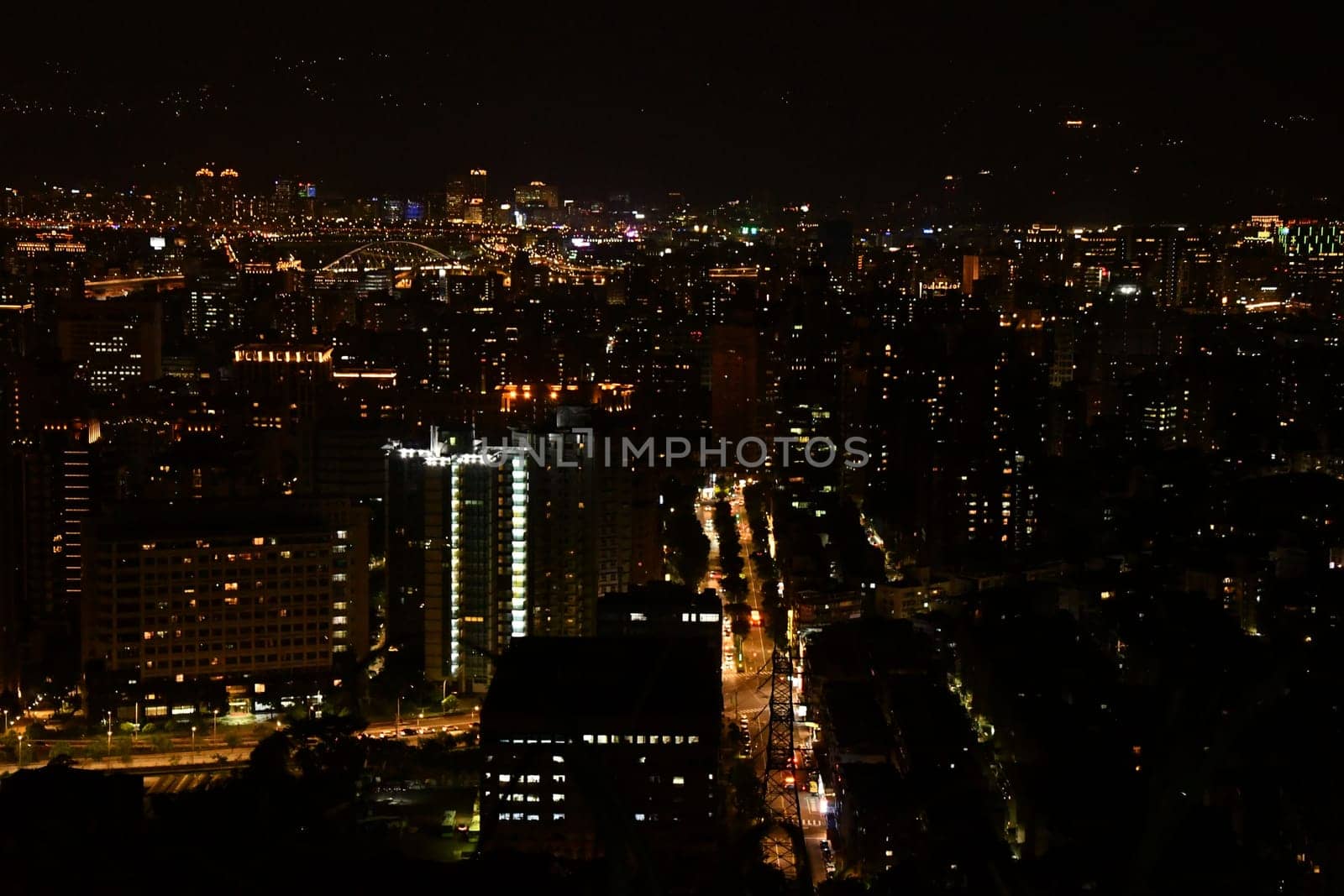 Cityscape of Taipei at night in Taiwan