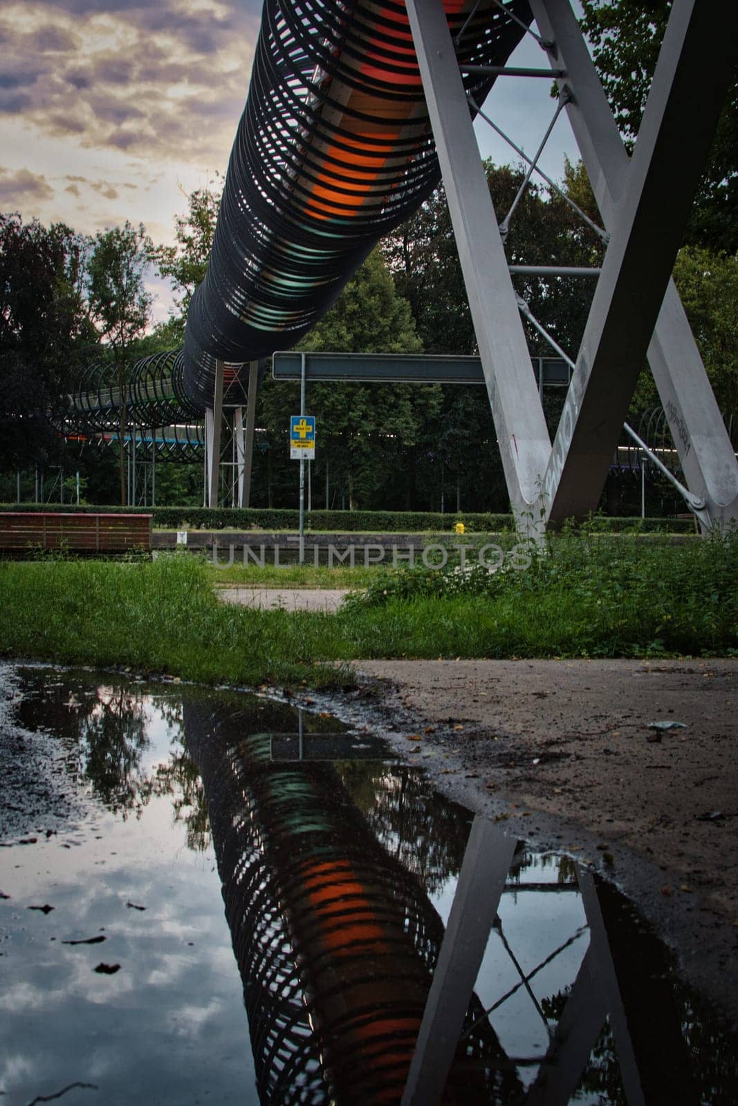 Slinky springs to fame bridge at the Kaisergarten in Oberhausen, Germany