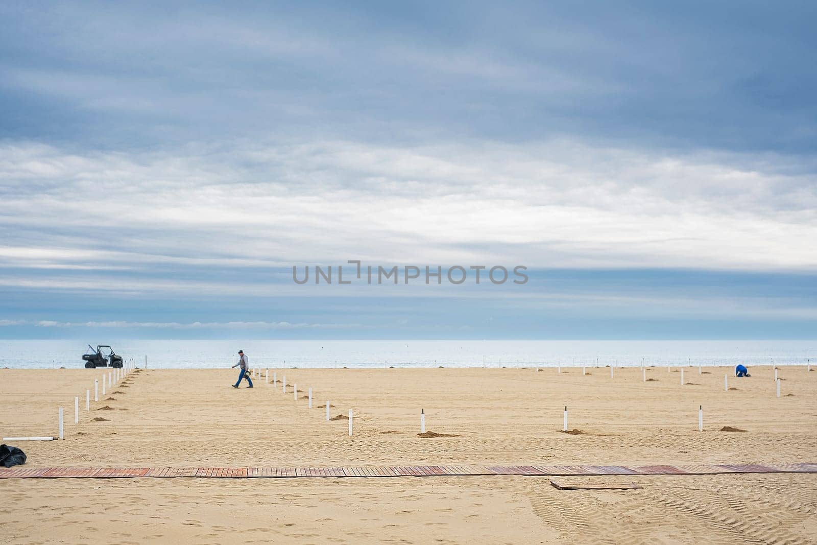 Deserted beach ready for summer vacation. European travel. Italy by Annavish