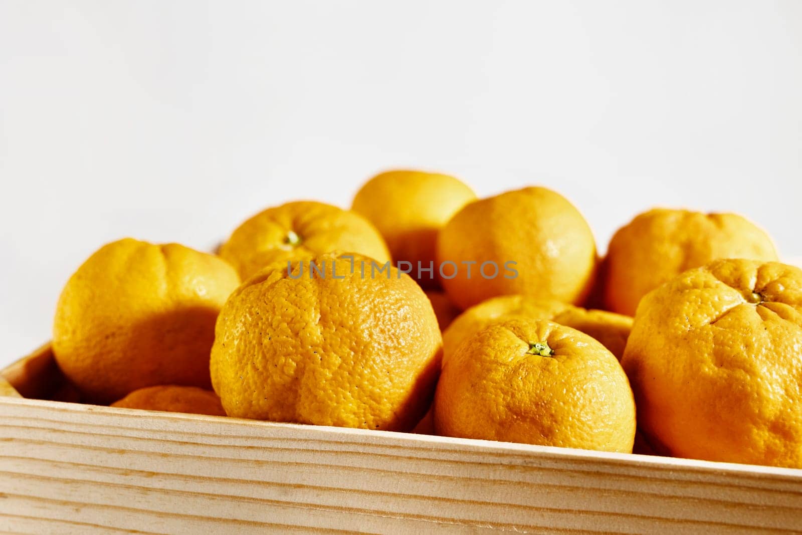 Oranges in wooden crate  , healthy eating