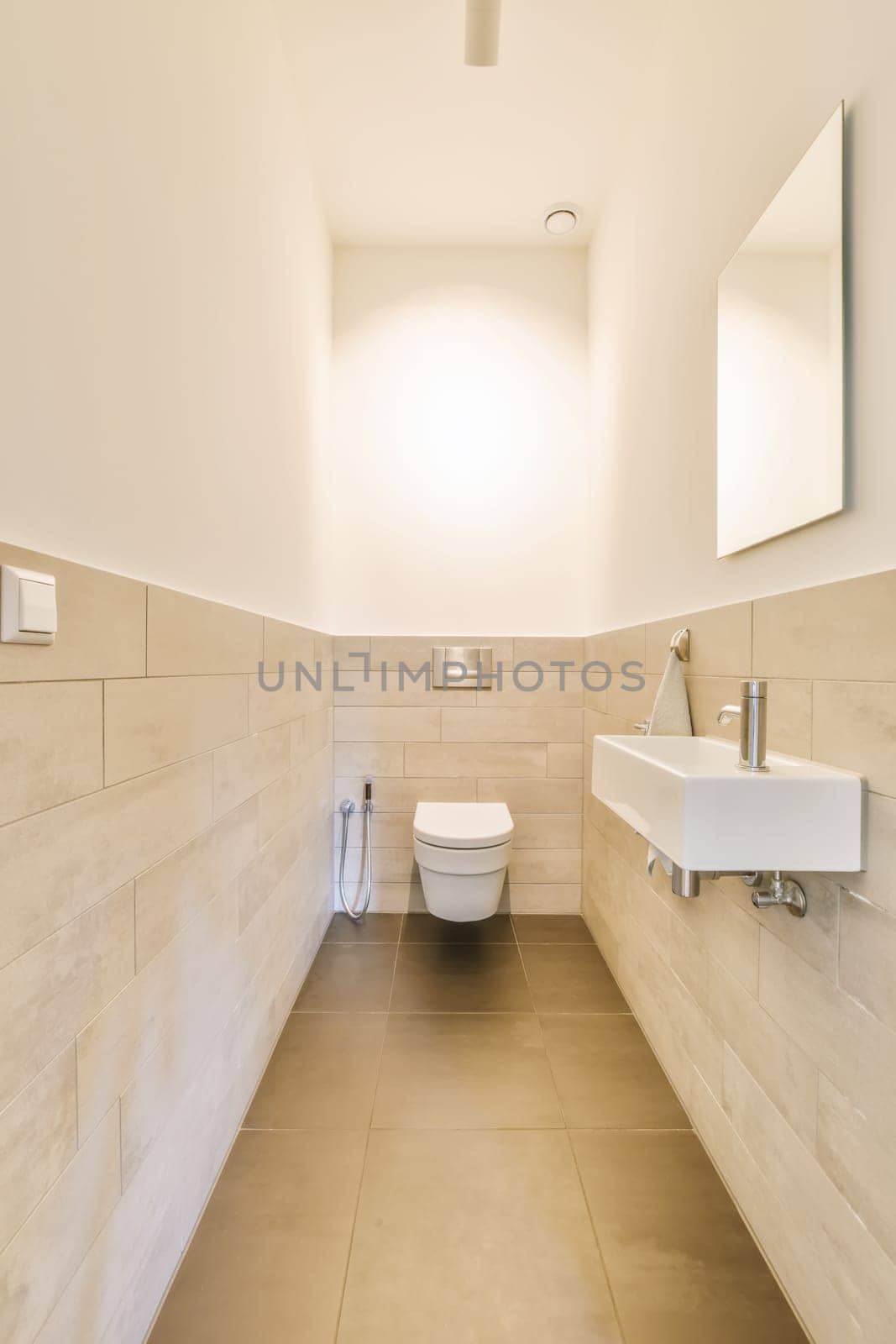 a bathroom that is very clean and ready to be used as a shower room or even in the day time
