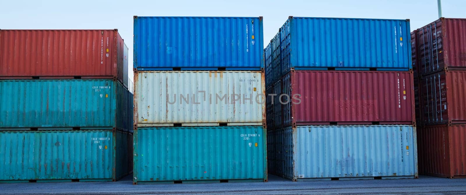 Industrial container cargo port, commercial trade and or international export and outdoor warehouse. Commercial logistics, industry inventory and global supply chain shipping management factory.