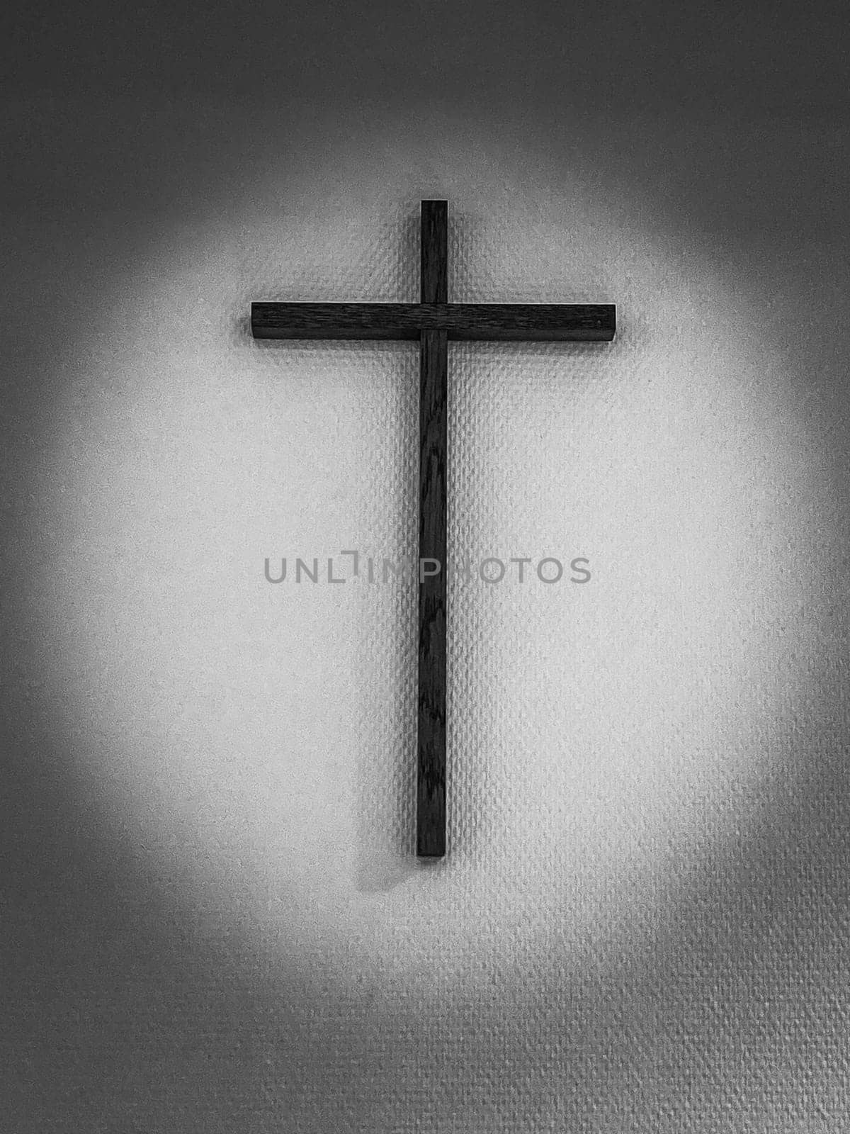 Concept or conceptual cross on background, texture with copy space for any text. metaphor 3d illustration for god, christ, christianity, religion, faith, saint, spiritual, jesus, faith, resurrection. christian wooden cross in a school classroom. A typical picture in German schools at the beginning of the 21st century, Europe by Costin