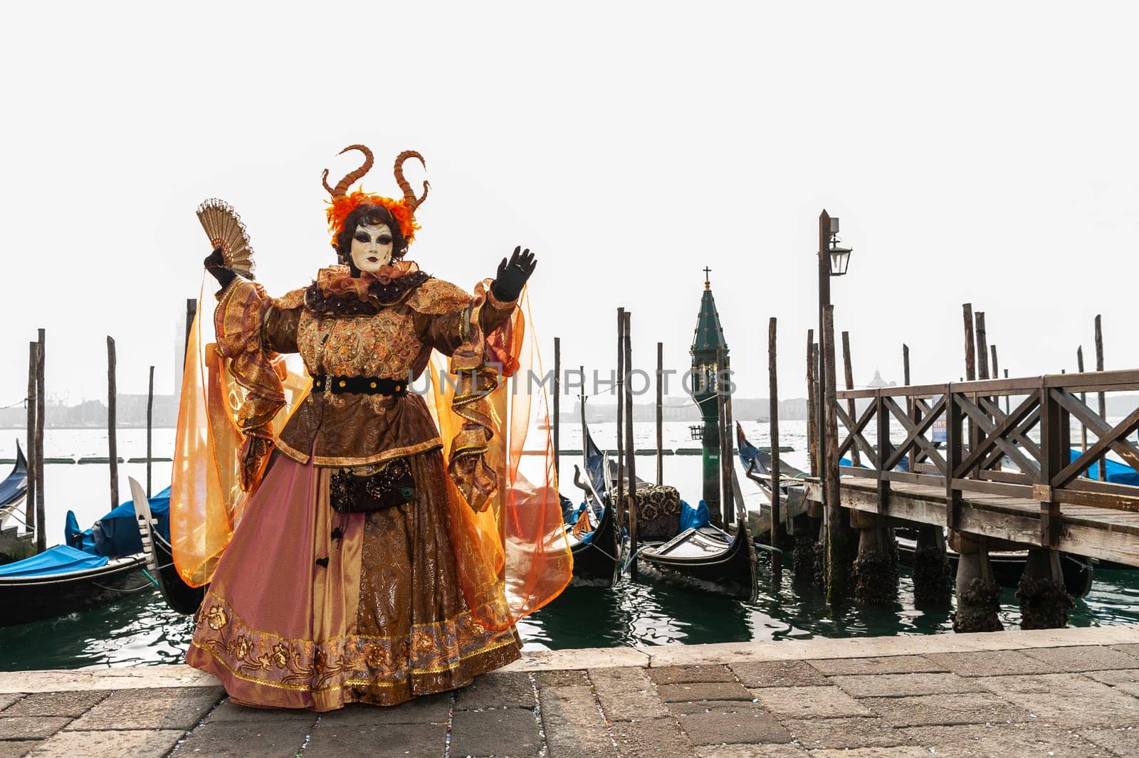 VENICE, ITALY - Febrary 17 2023: The masks of the Venice carnival 2023