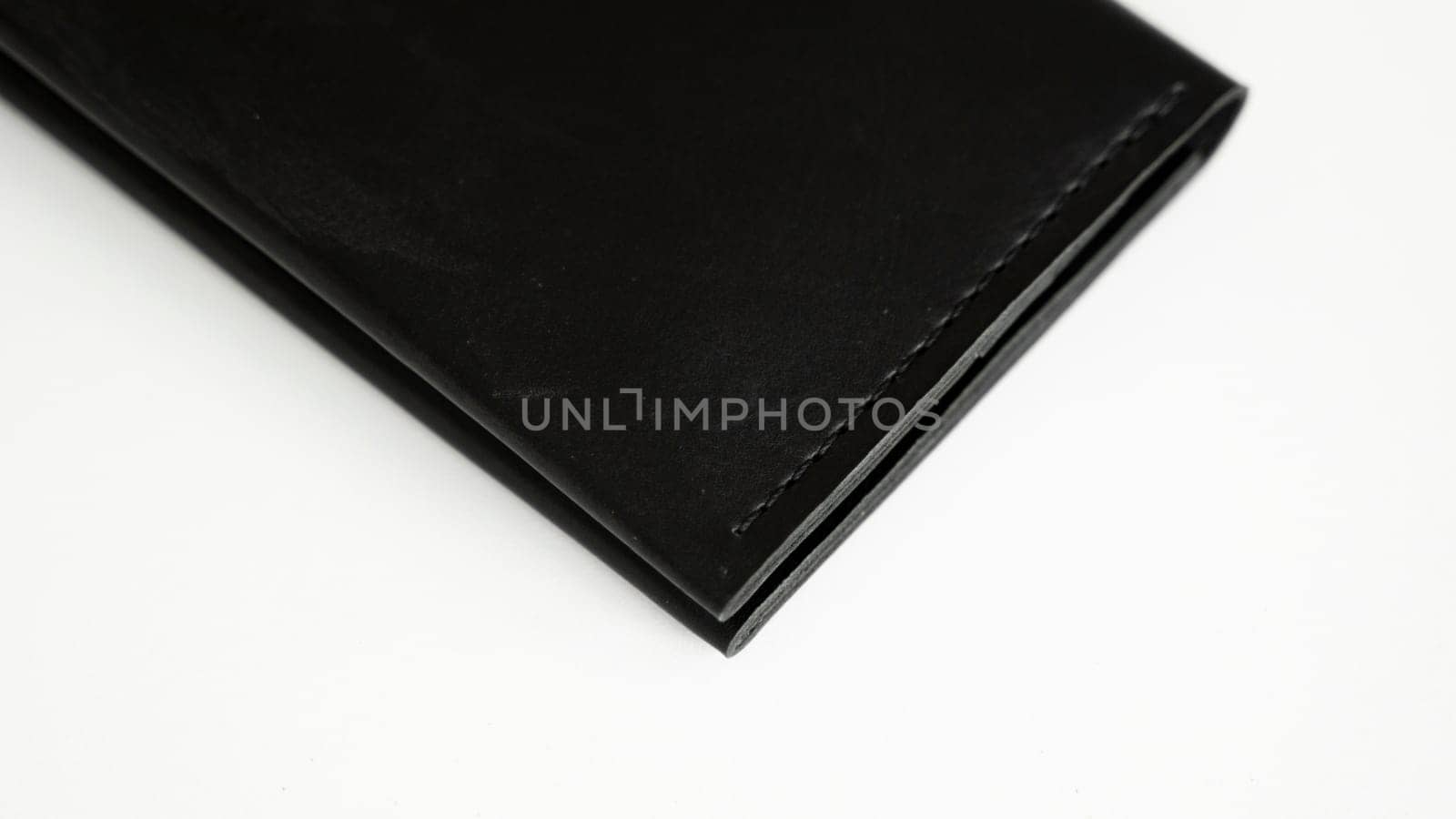 Men's black empty leather wallet with a zip and lots of pocket. Leather accessories. by vovsht