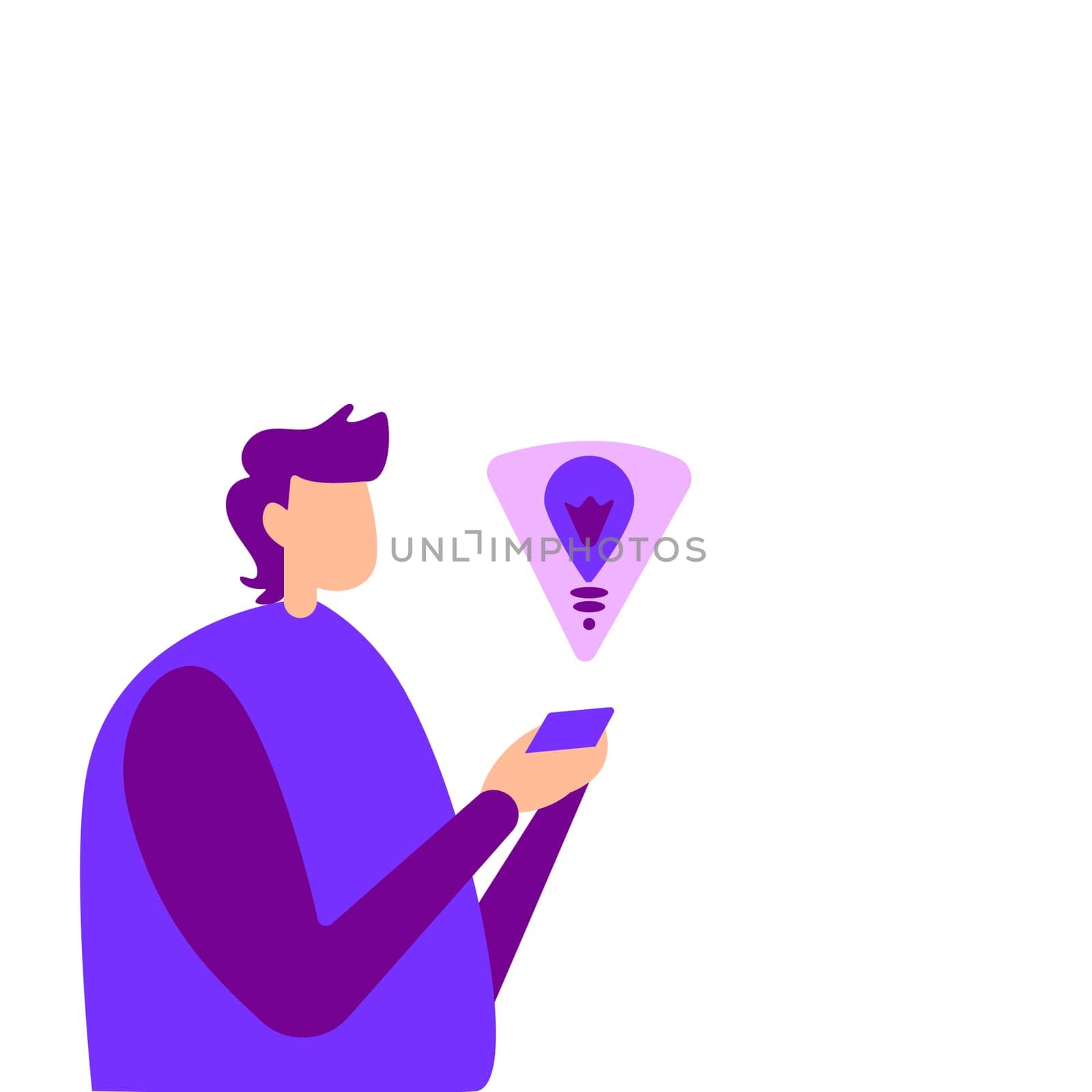 Businessman Holding A Phone And Displaying Glowing Light Bulb Symbols With A Touch Screen Frame. Man With A Cellphone Sharing Important Tips And Information. by nialowwa