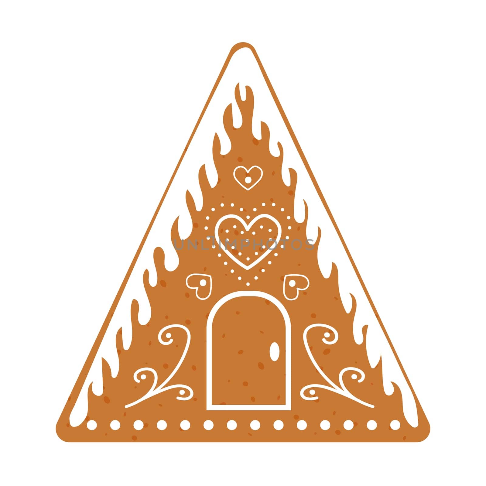 Glazed gingerbread house, traditional Christmas confectionery. Vector flat illustration.