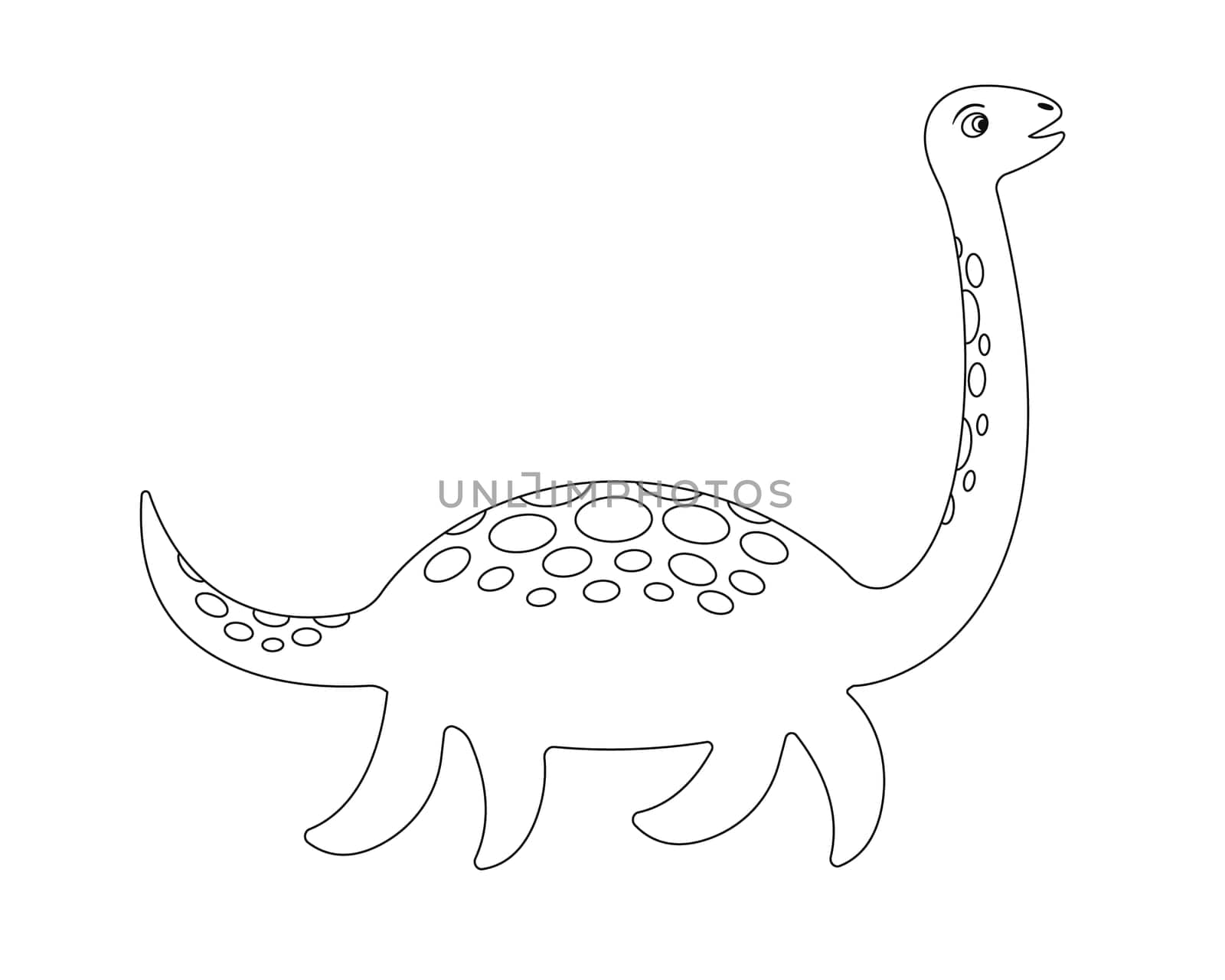 Loch Ness monster coloring page. Plesiosaur Nessie in cartoon style. Vector illustration by Ablohina