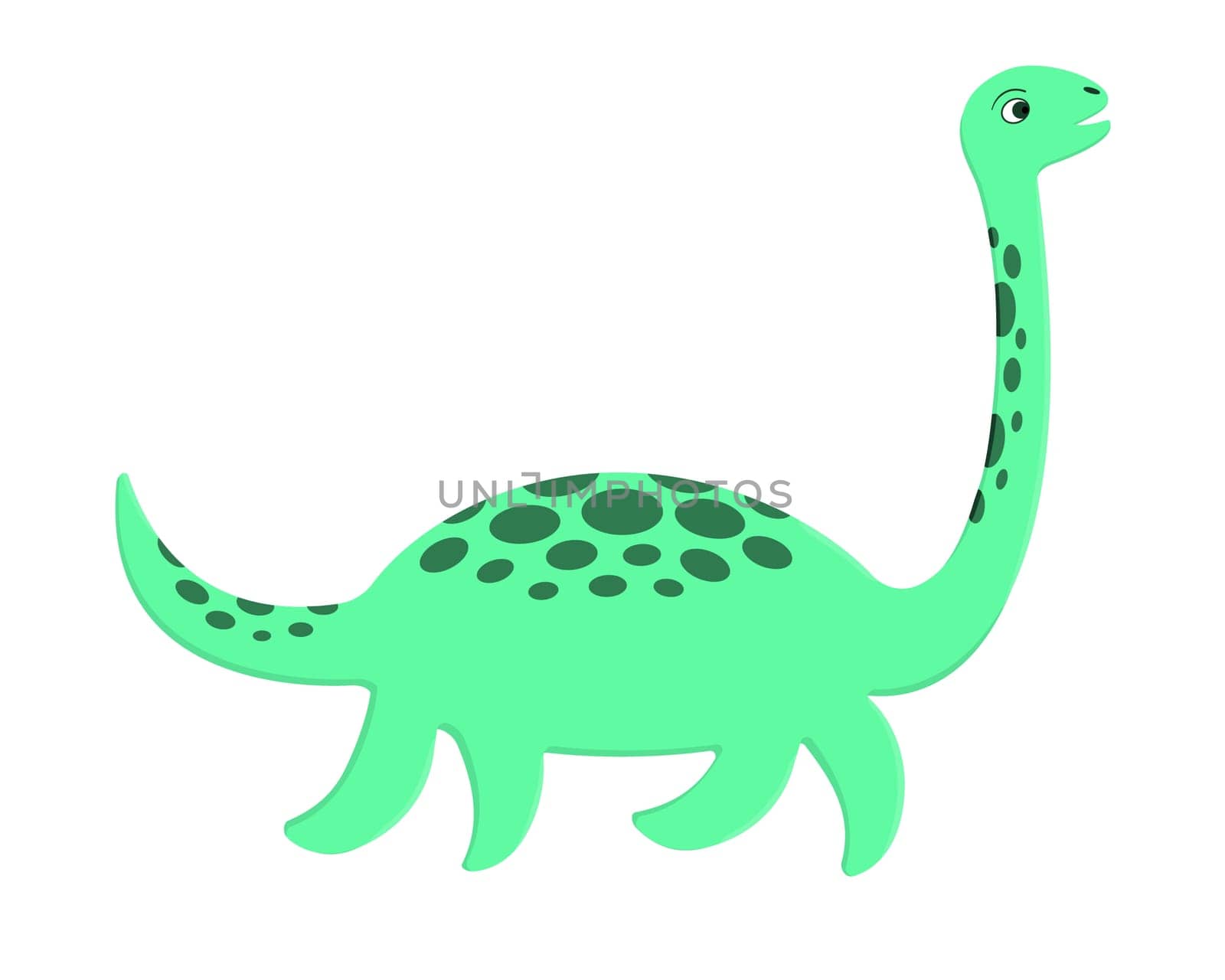 Cute Loch Ness monster. Plesiosaur Nessie in cartoon style. Vector illustration by Ablohina