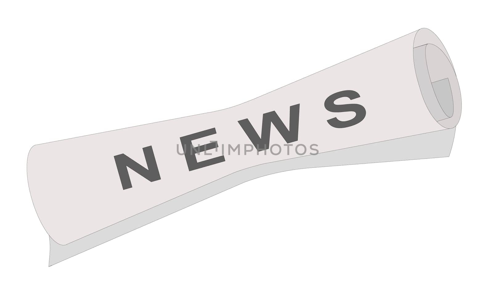 Rolled newspaper with News headline isolated on white background by Ablohina