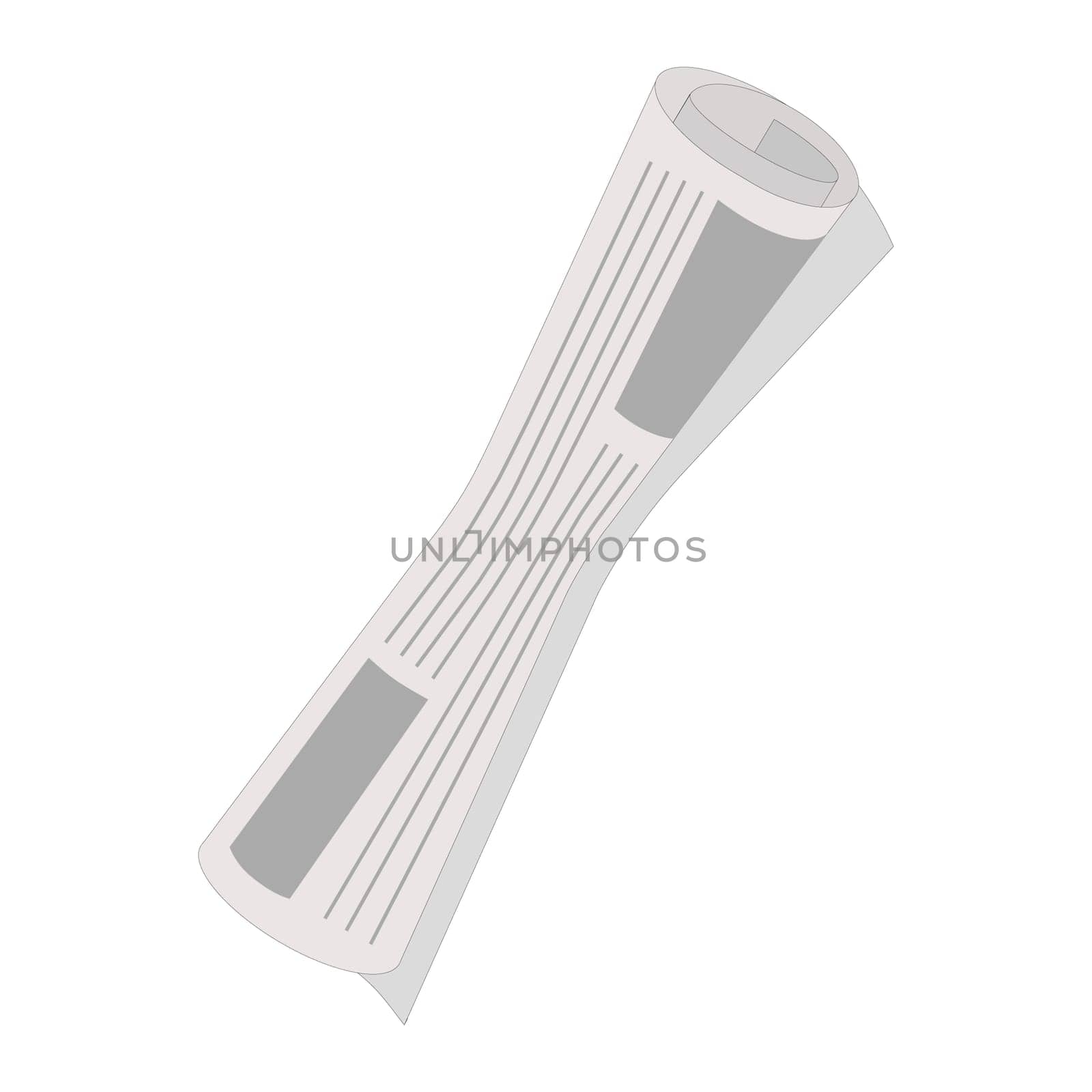 Rolled newspaper isolated on white background. Vector illustration by Ablohina