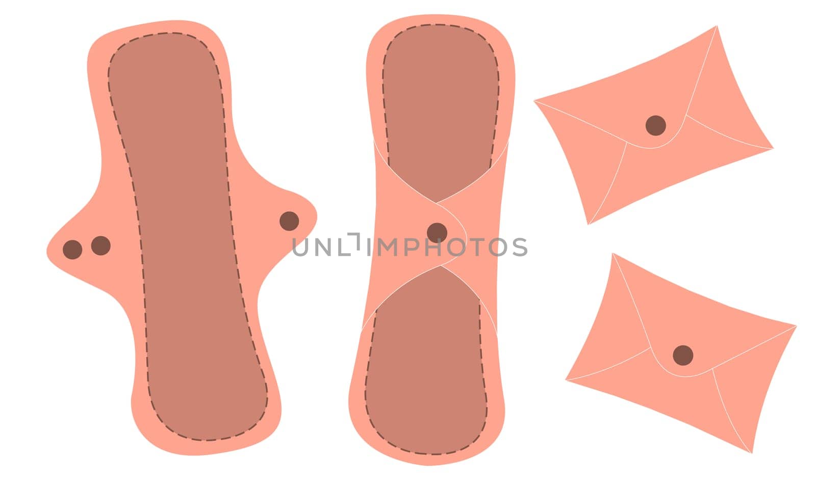 Reusable cloth pads for menstrual hygiene. Plastic free menstrual products. Zero waste periods. Ecological lifestyle. Vector illustration by Ablohina