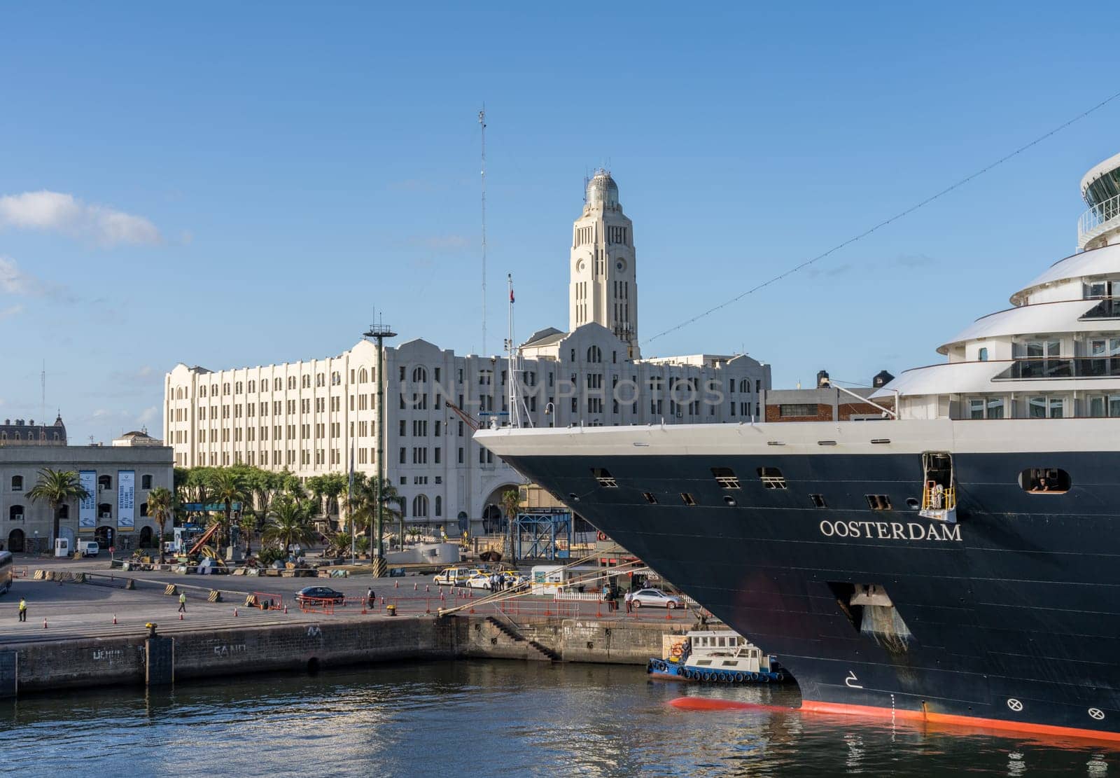 Montevideo, Uruguay - 5 February 2023: Oosterdam cruise ship at the port terminal in Montevideo