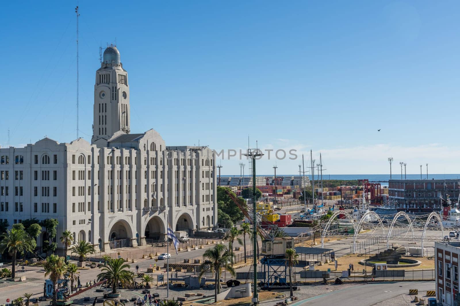 Montevideo, Uruguay - 5 February 2023: National Customs Adminstration building in cruise ship terminal