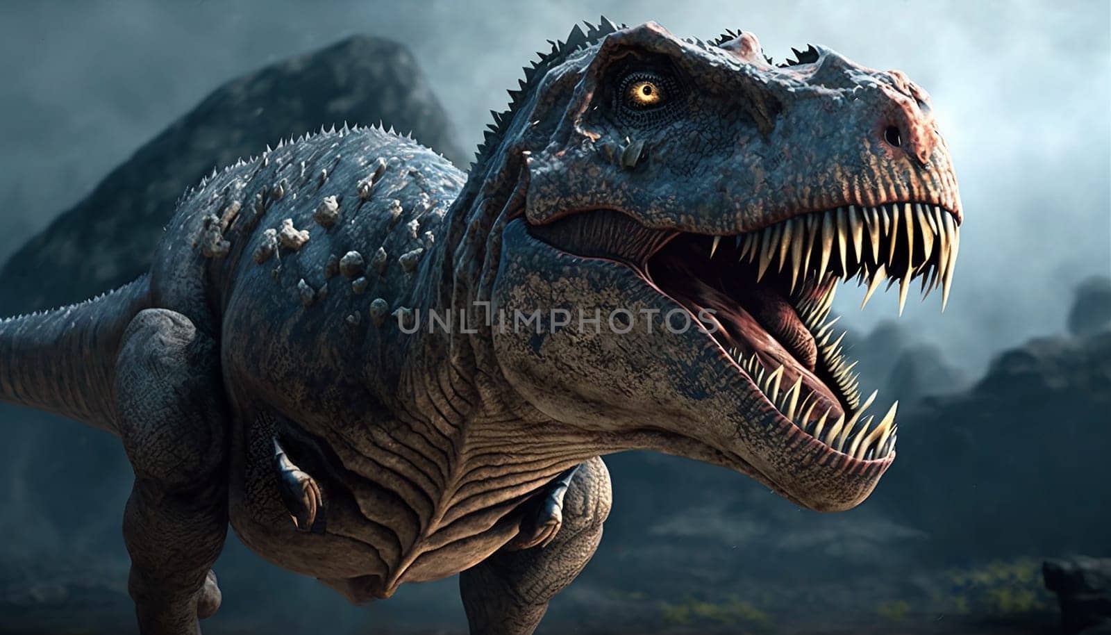 The head of dinosaur in the dark background by milastokerpro