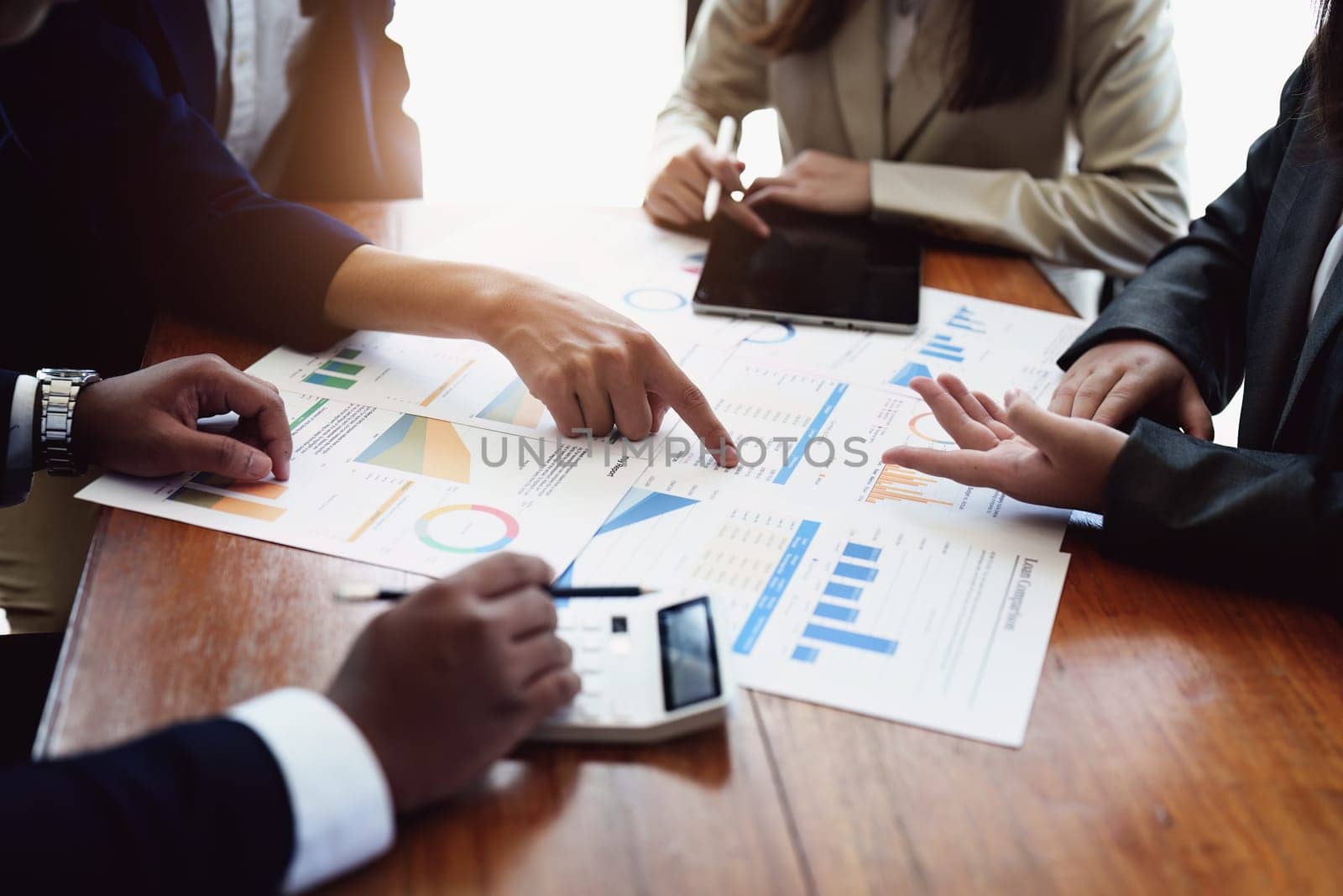 business group people meeting and discuss, plan financial budgets for investments, planning new marketing strategies to fight with competitors.