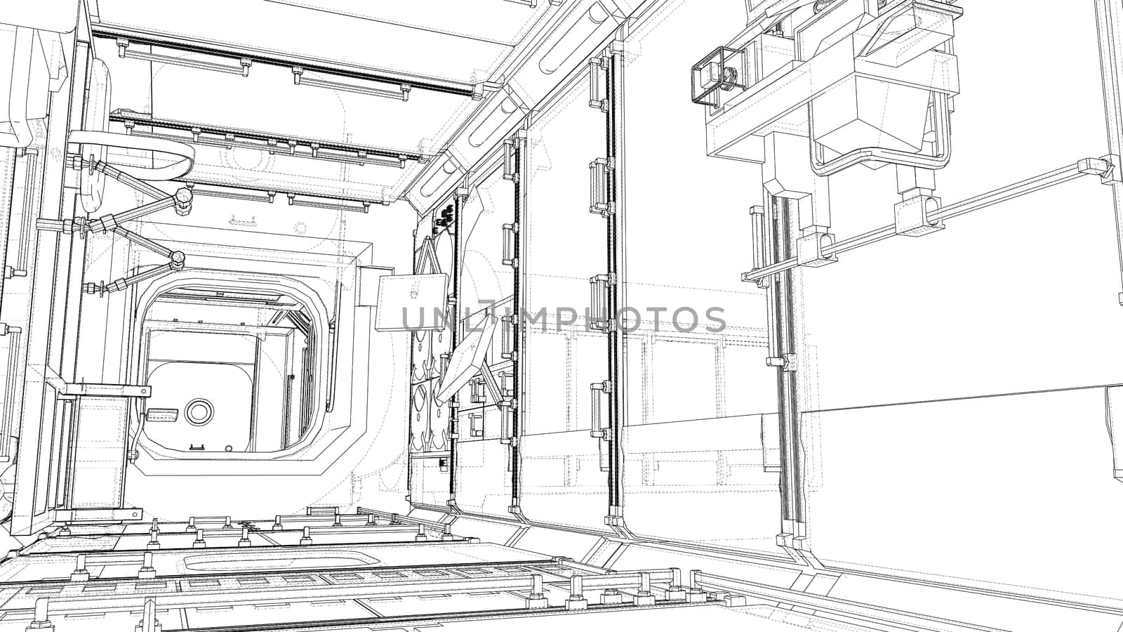 The interior of the space station. Elements of this images furnished by NASA. 3d illustration