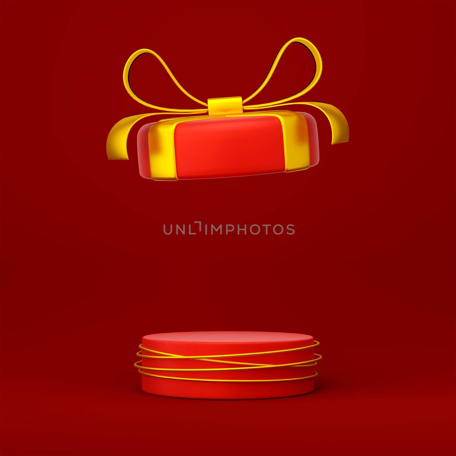 Christmas theme of gift box podium for product advertisement, 3d illustration by nutzchotwarut