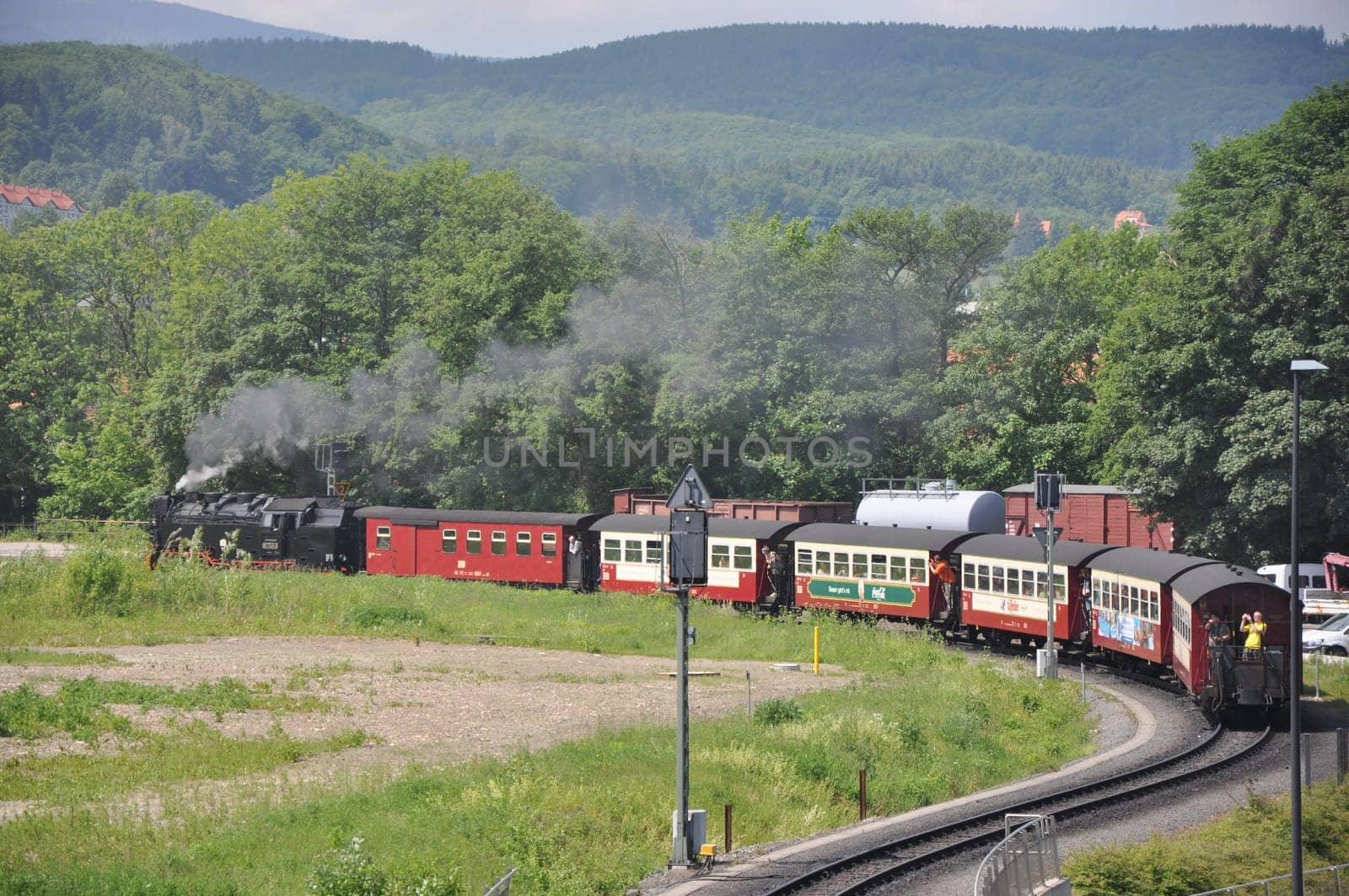 Steam locomotive of the HSB at the station Wernigerode am Harz in Germany