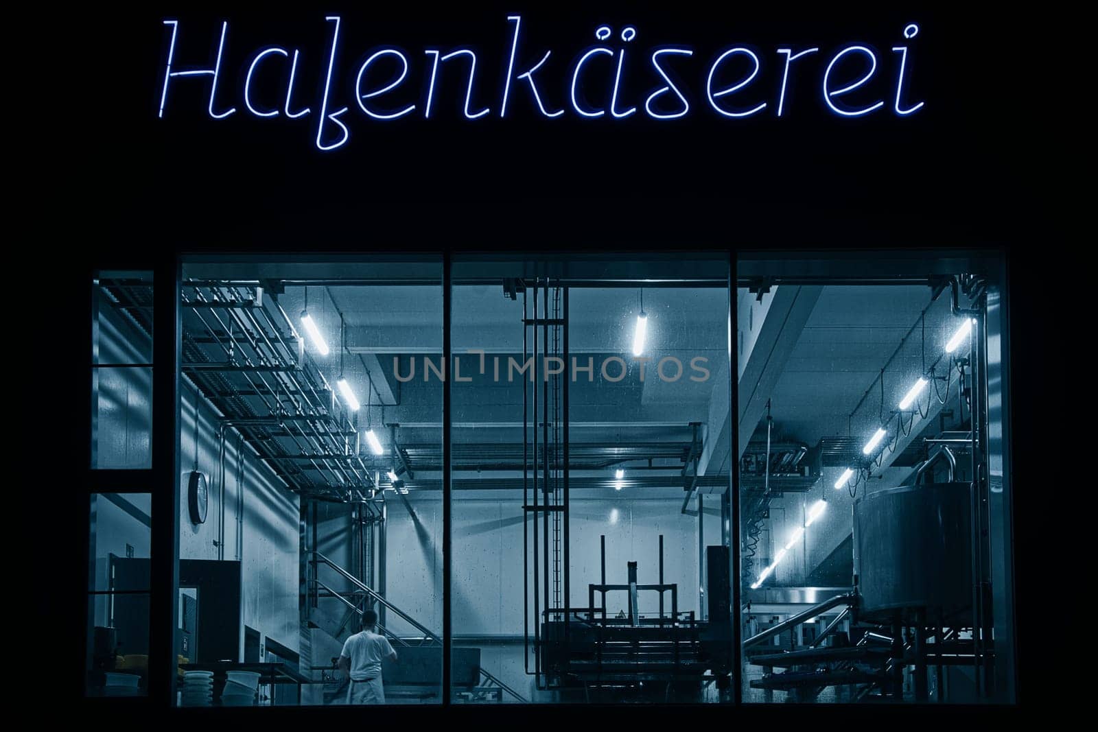 View into the show dairy called Hafenkaeserei in Muenster, Germany