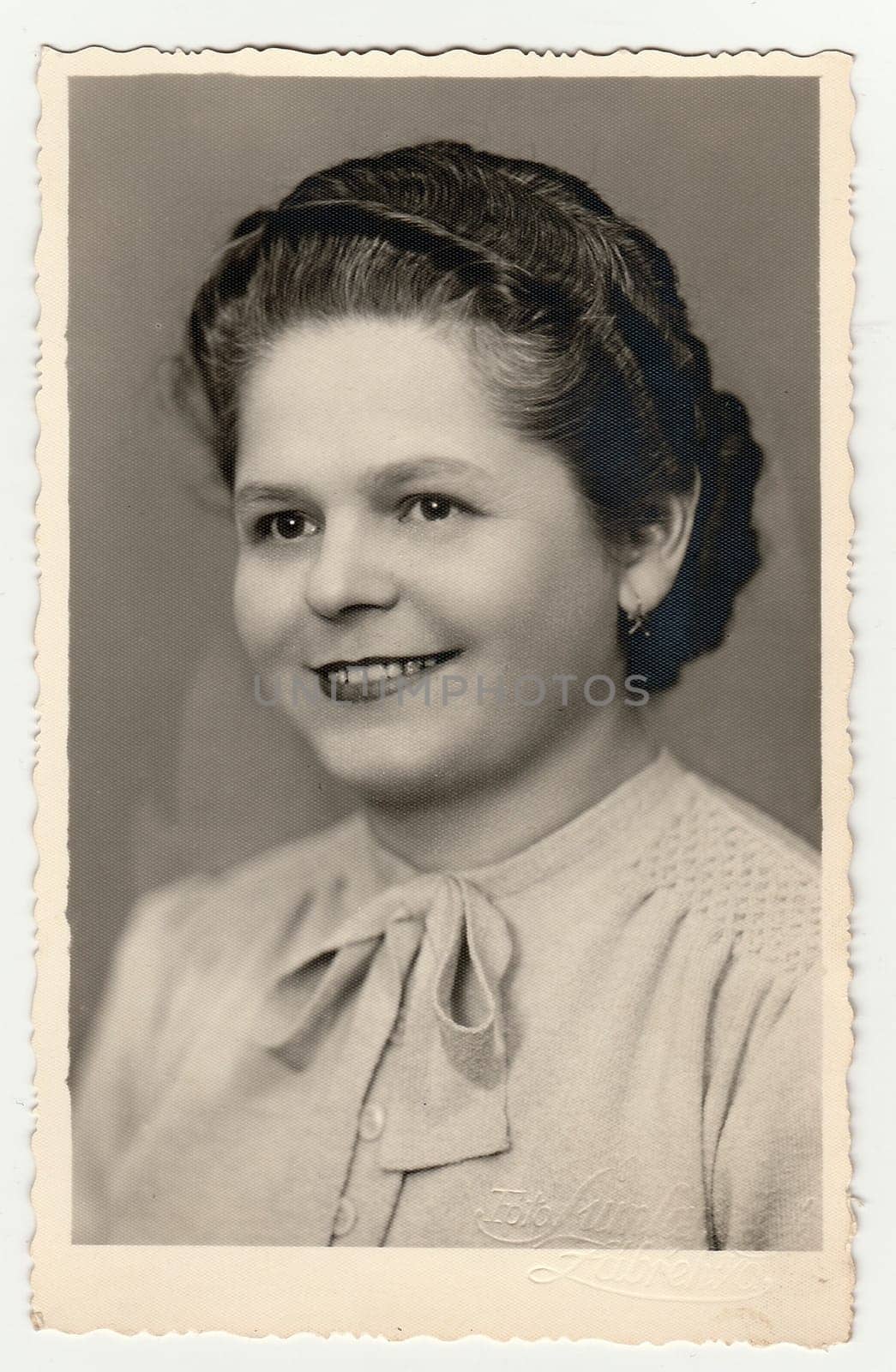 ZABREH NAD ODROU, THE CZECHOSLOVAK REPUBLIC - CIRCA 1940s: Vintage photo of a young woman