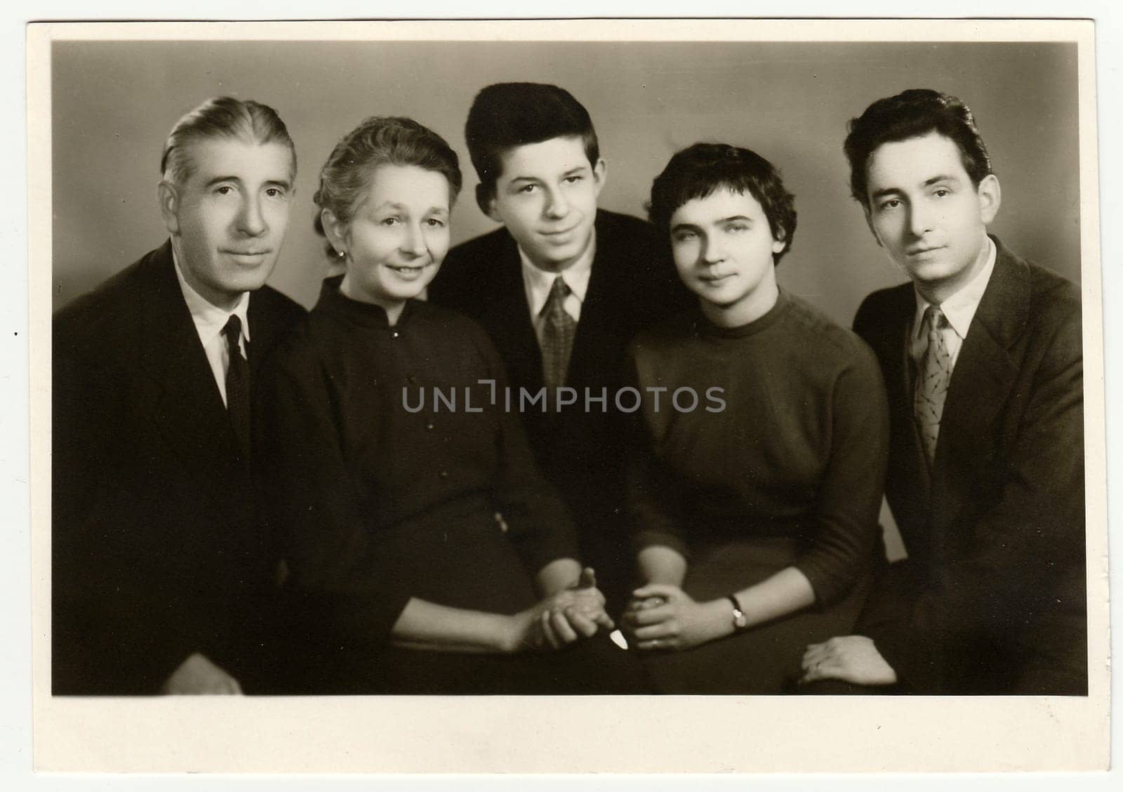 THE CZECHOSLOVAK SOCIALIST REPUBLIC, CIRCA 1950s: Vintage photo of family.