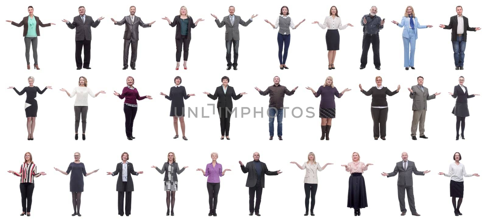 group of successful business people isolated on white background