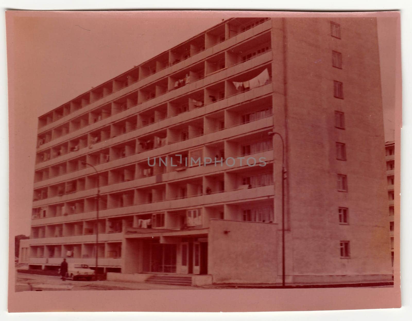 USSR - CIRCA 1980s: Vintage photo shows block of flats in USSR.